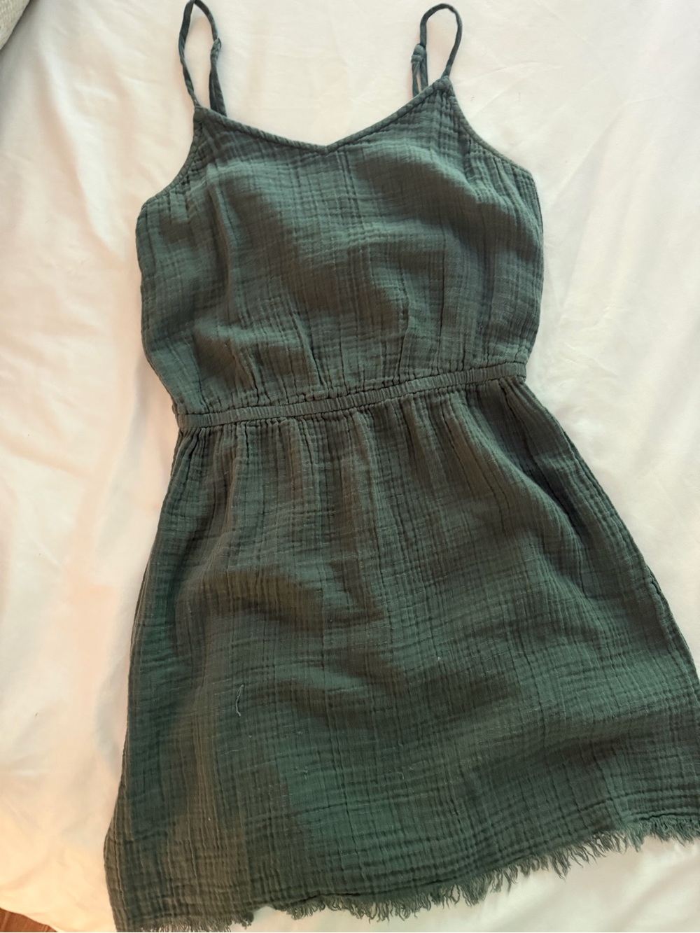 Aerie size small Spaghetti Strap Textured Mini Dress in Dark Green